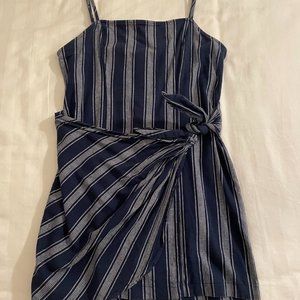 Blue and White Striped Wrap Dress